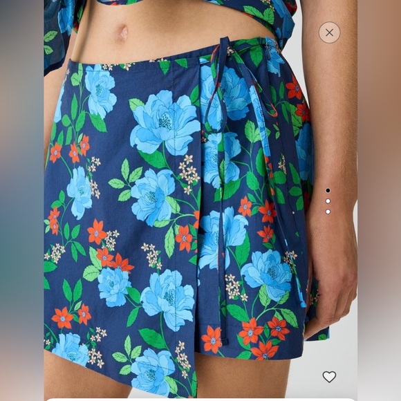 NWT size 12 J. Crew cotton poplin side-tide skort blue peony print - Picture 3 of 3